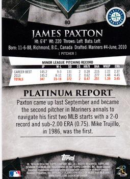 2014 Bowman Platinum - Sapphire #80 James Paxton Back