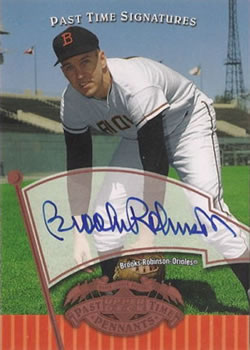 2005 UD Past Time Pennants - Past Time Signatures Bronze #RO Brooks Robinson Front