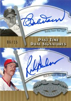 2005 UD Past Time Pennants - Past Time Dual Signatures #BDRB Bobby Doerr / Rick Burleson Front