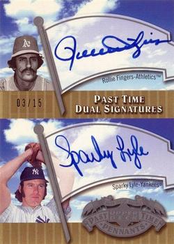 2005 UD Past Time Pennants - Past Time Dual Signatures #RFSL Rollie Fingers / Sparky Lyle Front