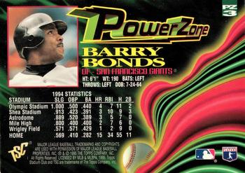 1995 Stadium Club - Power Zone Members Only #PZ3 Barry Bonds Back