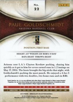 2014 Panini Immaculate Collection #22 Paul Goldschmidt Back