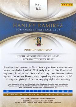 2014 Panini Immaculate Collection #84 Hanley Ramirez Back