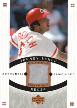 2005 Upper Deck Sweet Spot Classic - Materials #CM-BE Johnny Bench Front