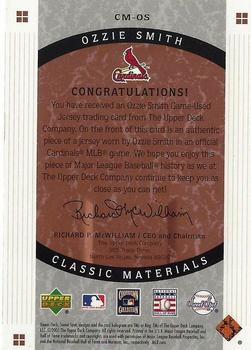 2005 Upper Deck Sweet Spot Classic - Materials #CM-OS Ozzie Smith Back