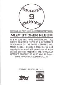 2015 Topps Stickers #9 Cal Ripken Jr. Back