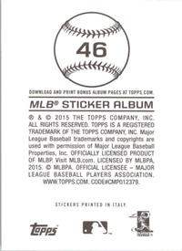 2015 Topps Stickers #46 Blue Jays Mascot Back