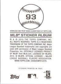 2015 Topps Stickers #93 Jered Weaver Back
