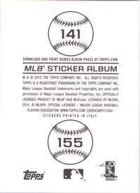 2015 Topps Stickers #141 Cleveland Indians Back