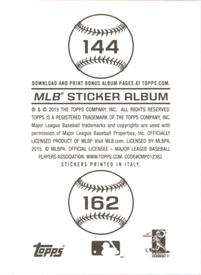 2015 Topps Stickers #144 Kansas City Royals Back
