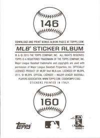 2015 Topps Stickers #146 New York Yankees Back
