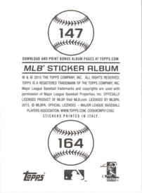 2015 Topps Stickers #147 Oakland Athletics Back