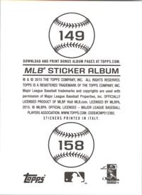 2015 Topps Stickers #149 Tampa Bay Rays Back
