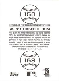 2015 Topps Stickers #150 Texas Rangers Back