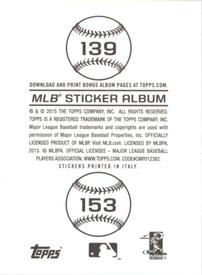 2015 Topps Stickers #153 Atlanta Braves Back