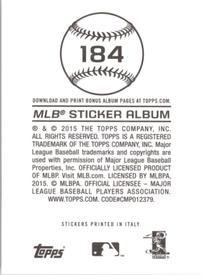 2015 Topps Stickers #184 Billy the Marlin Back