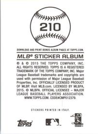 2015 Topps Stickers #210 Gio Gonzalez Back