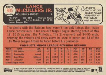 2015 Topps Heritage #605 Lance McCullers Jr. Back