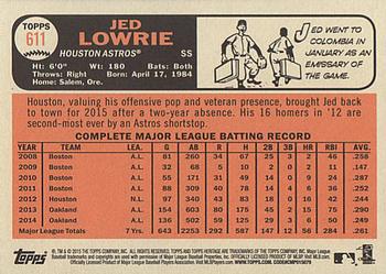 2015 Topps Heritage #611 Jed Lowrie Back