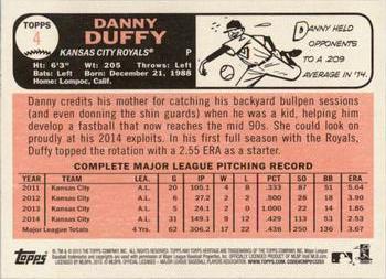 2015 Topps Heritage #4 Danny Duffy Back