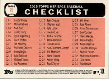2015 Topps Heritage #19 2nd Place NL West Division Back