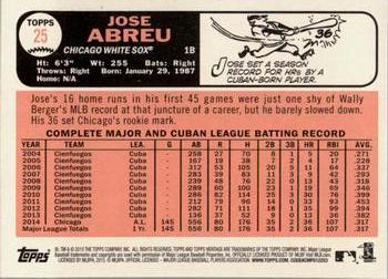 2015 Topps Heritage #25 Jose Abreu Back