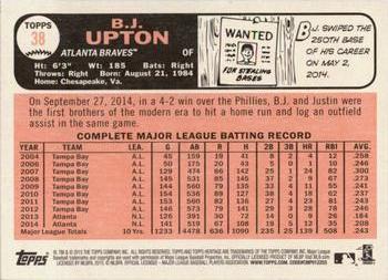 2015 Topps Heritage #38 B.J. Upton Back