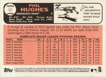 2015 Topps Heritage #40 Phil Hughes Back