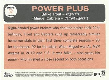 2015 Topps Heritage #52 Power Plus (Mike Trout / Miguel Cabrera) Back
