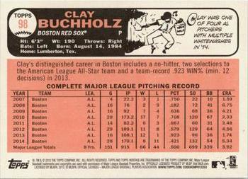 2015 Topps Heritage #98 Clay Buchholz Back