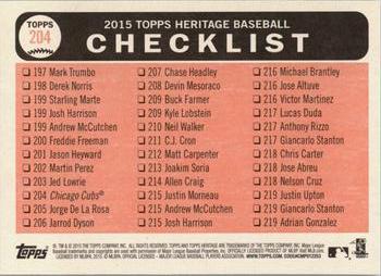 2015 Topps Heritage #204 5th Place NL Central Division Back