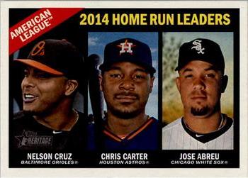 2015 Topps Heritage #218 American League 2014 Home Run Leaders (Chris Carter / Jose Abreu / Nelson Cruz) Front