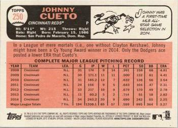 2015 Topps Heritage #250 Johnny Cueto Back