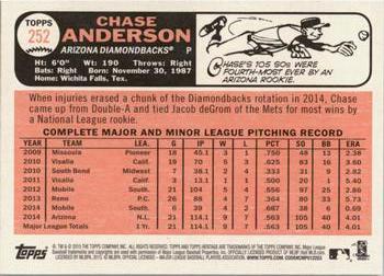 2015 Topps Heritage #252 Chase Anderson Back