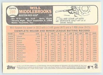 2015 Topps Heritage #289 Will Middlebrooks Back