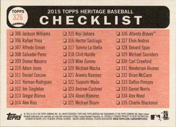 2015 Topps Heritage #326 2nd Place NL East Division Back