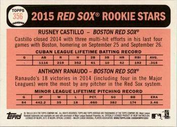 2015 Topps Heritage #356 2015 Rookie Stars (Rusney Castillo / Anthony Ranaudo) Back