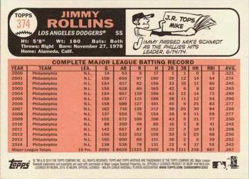 2015 Topps Heritage #374 Jimmy Rollins Back