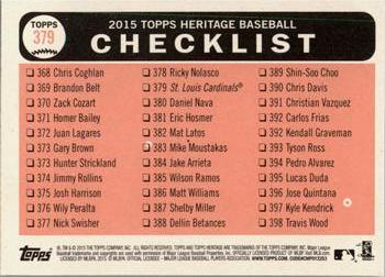 2015 Topps Heritage #379 1st Place NL Central Division Back