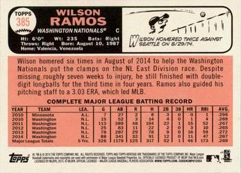 2015 Topps Heritage #385 Wilson Ramos Back