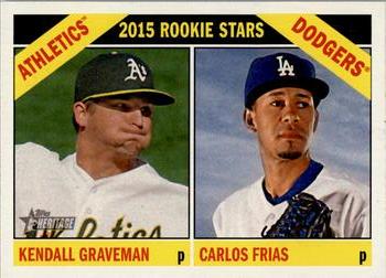 2015 Topps Heritage #392 2015 Rookie Stars (Carlos Frias / Kendall Graveman) Front