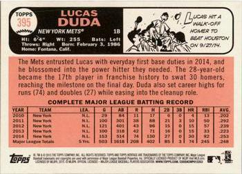 2015 Topps Heritage #395 Lucas Duda Back
