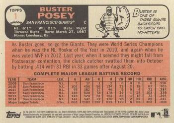 2015 Topps Heritage #1 Buster Posey Back