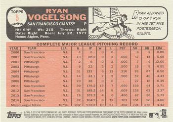 2015 Topps Heritage #5 Ryan Vogelsong Back