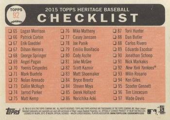 2015 Topps Heritage #92 2nd Place AL East Division Back