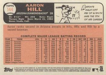 2015 Topps Heritage #144 Aaron Hill Back