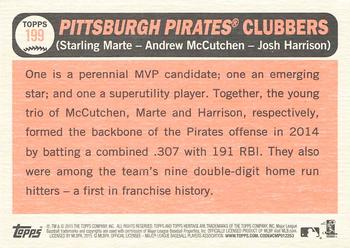 2015 Topps Heritage #199 Pittsburgh Pirates Clubbers (Starling Marte / Josh Harrison / Andrew McCutchen) Back