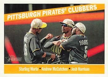 2015 Topps Heritage #199 Pittsburgh Pirates Clubbers (Starling Marte / Josh Harrison / Andrew McCutchen) Front