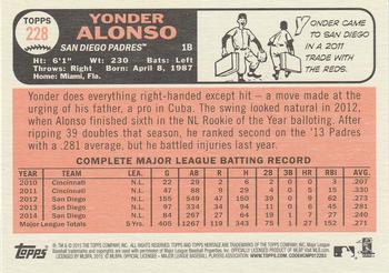 2015 Topps Heritage #228 Yonder Alonso Back