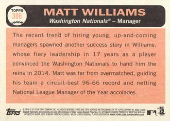 2015 Topps Heritage #386 Matt Williams Back